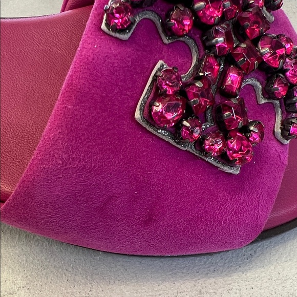 Tory Burch Fuchsia Embellished Slide Sandals - Picture 6 of 6